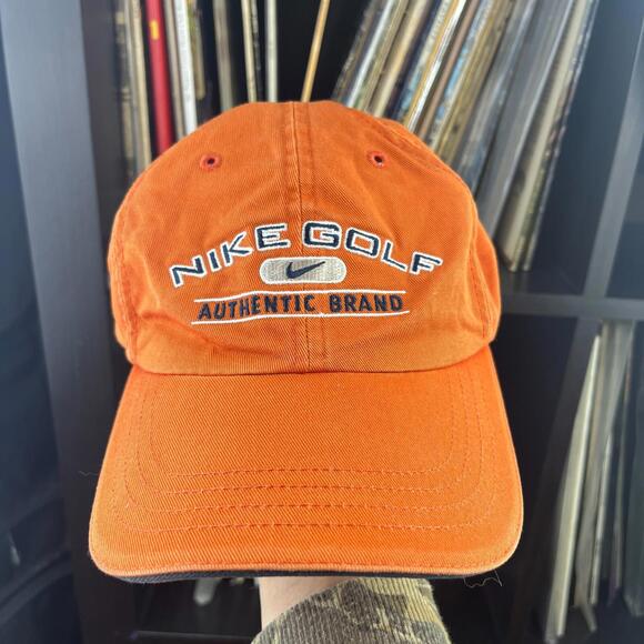 Nike Other - Vintage Y2K Nike Swoosh Golf Strap Back Orange Hat